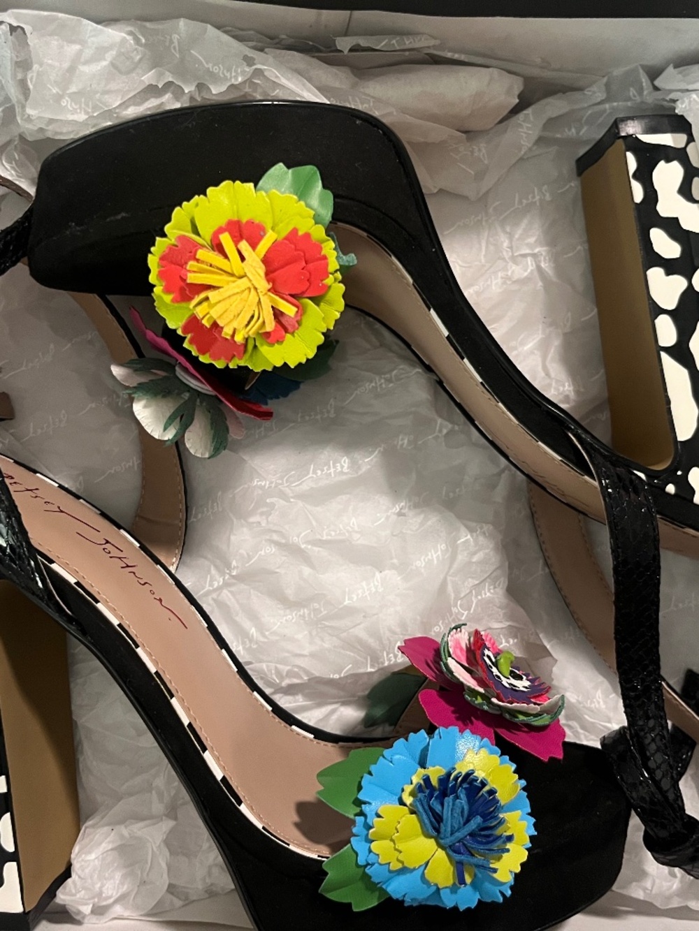 BETSEY JOHNSON MILANI BLACK MULTI HEEL - SIZE 8